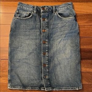 Pilcro Blue Button-Down Pencil Skirt from Anthropologie